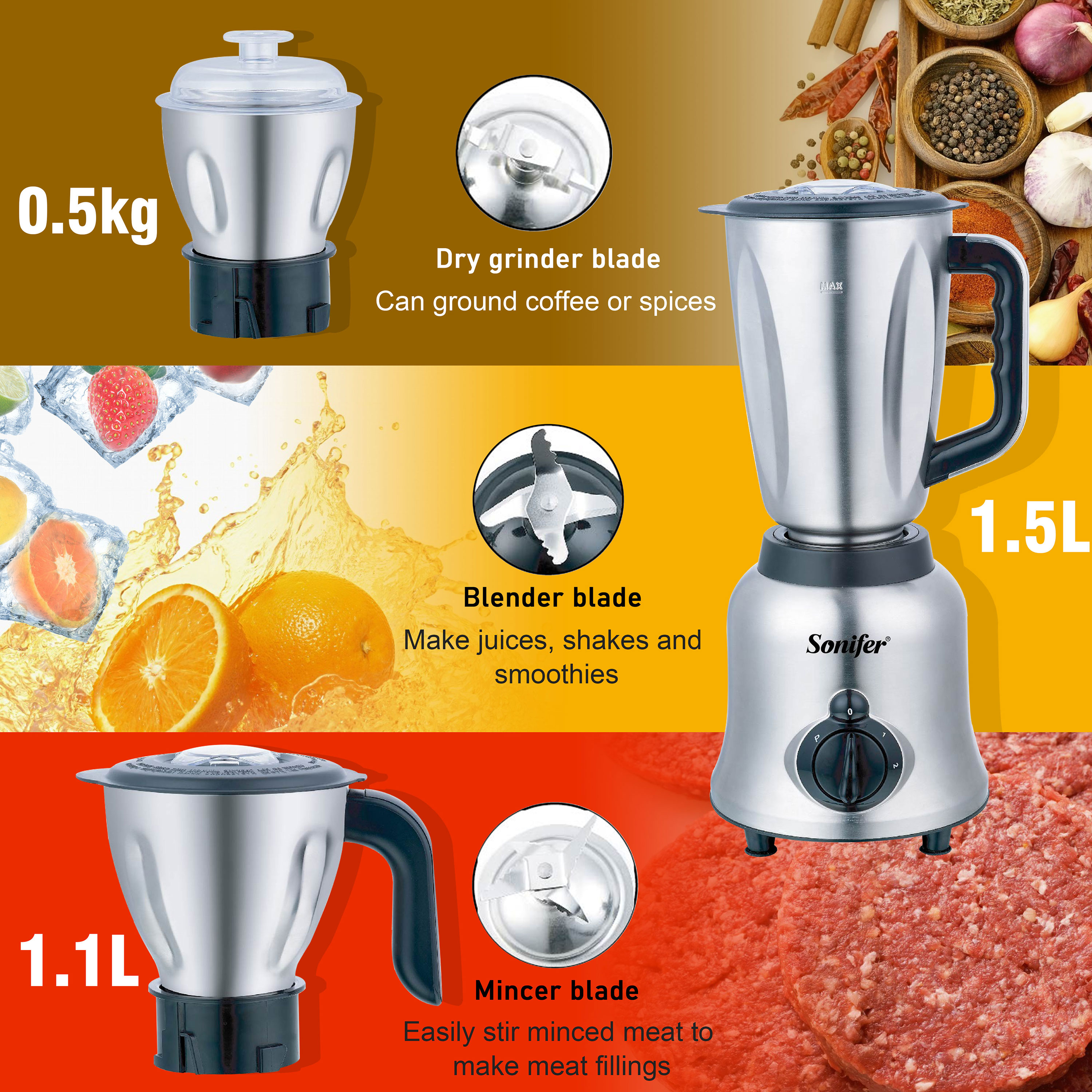 3 in 1 Blender&Meat Grinder&Ju - Fruit Slot Machine recensione e prezzo