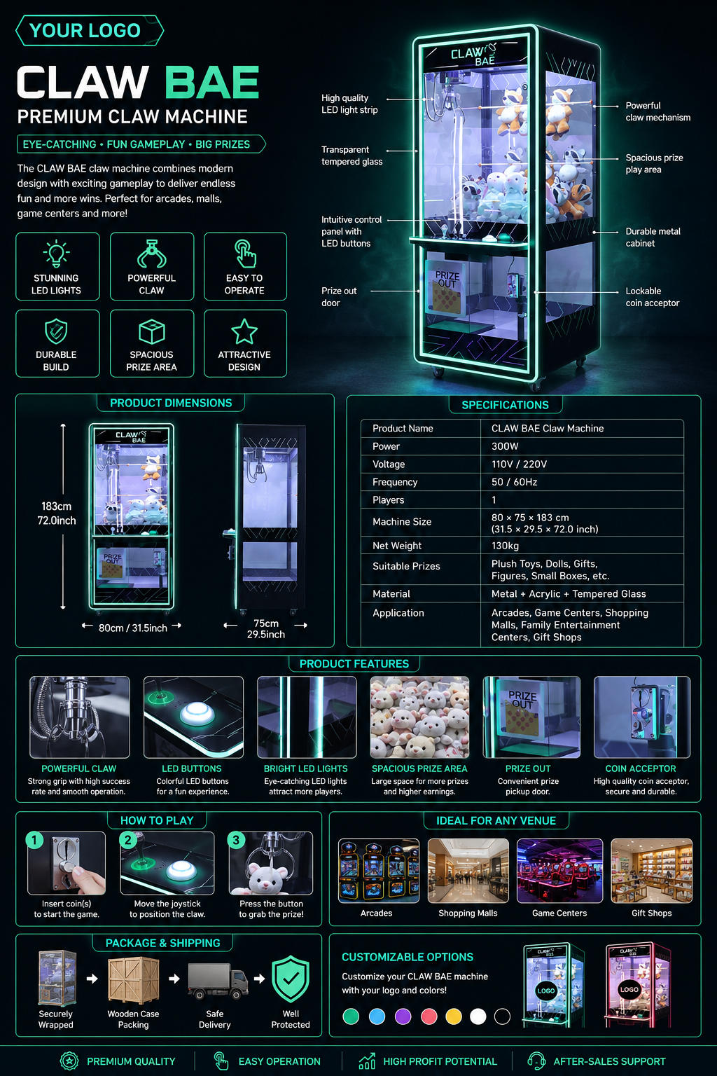 Black Claw Machine Modern Arca - Arcade And Vending recensione e prezzo