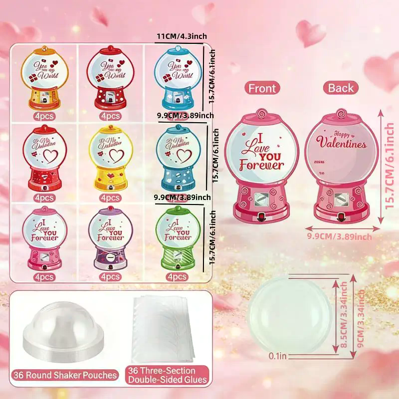18/36 Pcs DIY Valentines Candy - Bubble Gum Machine recensione e prezzo